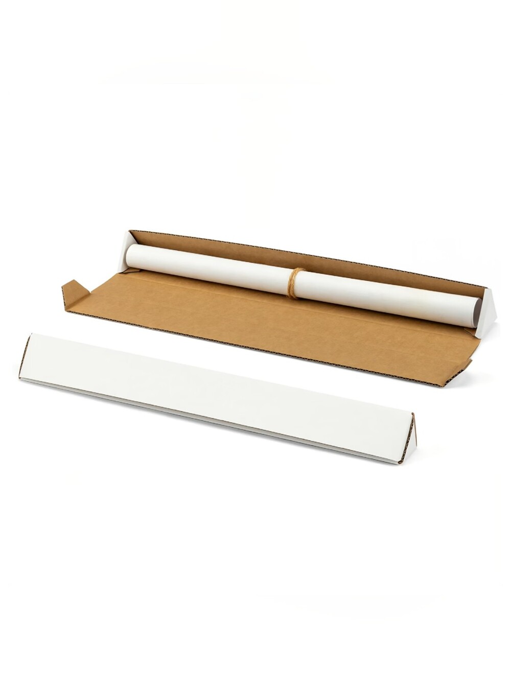 2" x 2" x 18 1/4" White Triangle Mailing Tubes - 50 Count